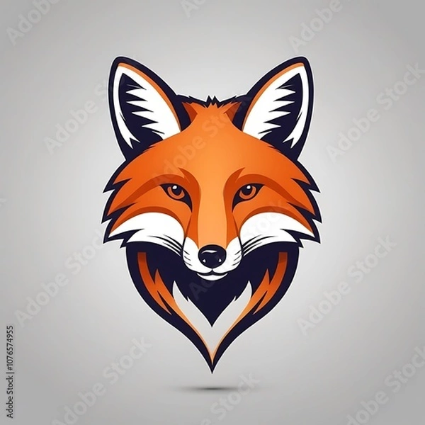 Obraz Fox face animal art design logo make solid background image