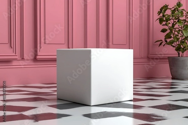 Fototapeta Light Realistic Package Cardboard Box with a transparent window. Front view. Template For Mockup Your Design