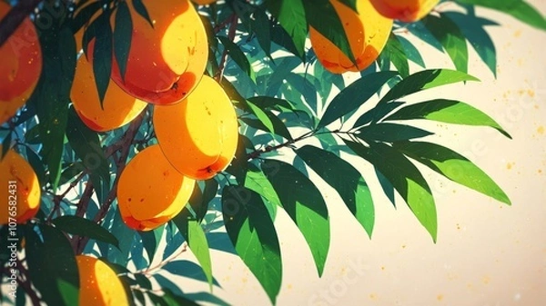 Obraz Vibrant Mango Leaves Pattern for Wallpaper Design