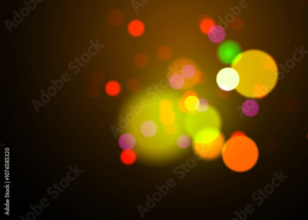 Obraz Bokeh Photo Overlay on Black Background. Beautiful Soft Light Bokeh Effect. Ideal for Photography, Graphic Design, and Video Editing.