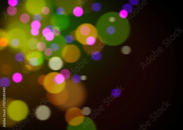 Fototapeta Bokeh Photo Overlay on Black Background. Beautiful Soft Light Bokeh Effect. Ideal for Photography, Graphic Design, and Video Editing.