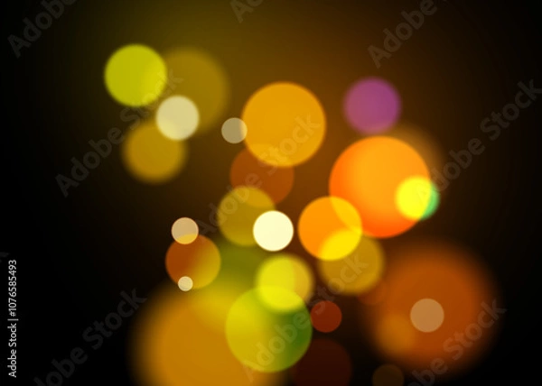 Fototapeta Bokeh Photo Overlay on Black Background. Beautiful Soft Light Bokeh Effect. Ideal for Photography, Graphic Design, and Video Editing.