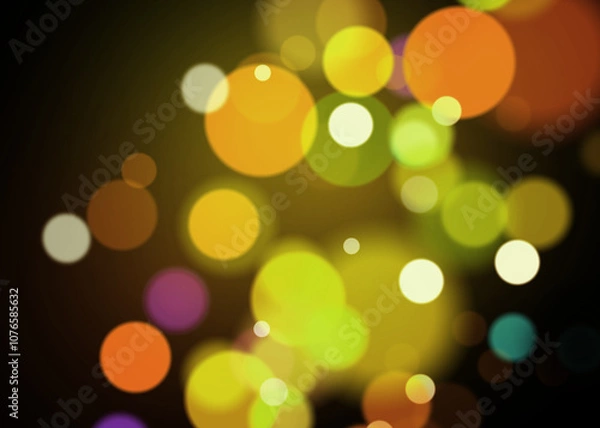 Fototapeta Bokeh Photo Overlay on Black Background. Beautiful Soft Light Bokeh Effect. Ideal for Photography, Graphic Design, and Video Editing.