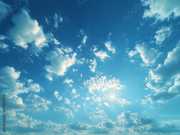 Obraz Peaceful Sunset with Radiant Clouds in a Clear Blue Sky