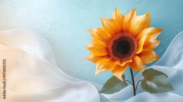 Fototapeta The Pop Art sunflower features bold, vibrant colors reminiscent of a comic book, juxtaposed with intricate shading techniques inspired by the Renaissance period