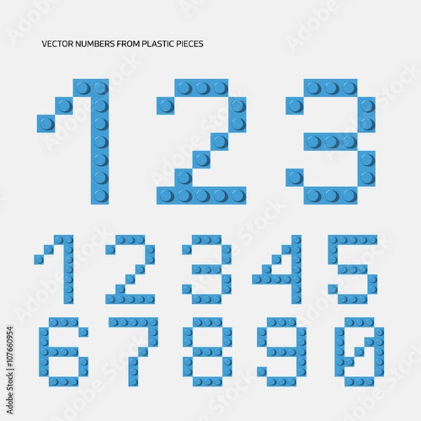 Fototapeta Vector numbers from plastic constructor.