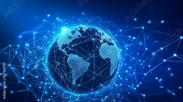 Fototapeta デジタル接続を表す光る地球