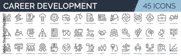 Fototapeta Set of 45 outline icons related to smart house. Linear icon collection. Editable stroke. Vector illustration	