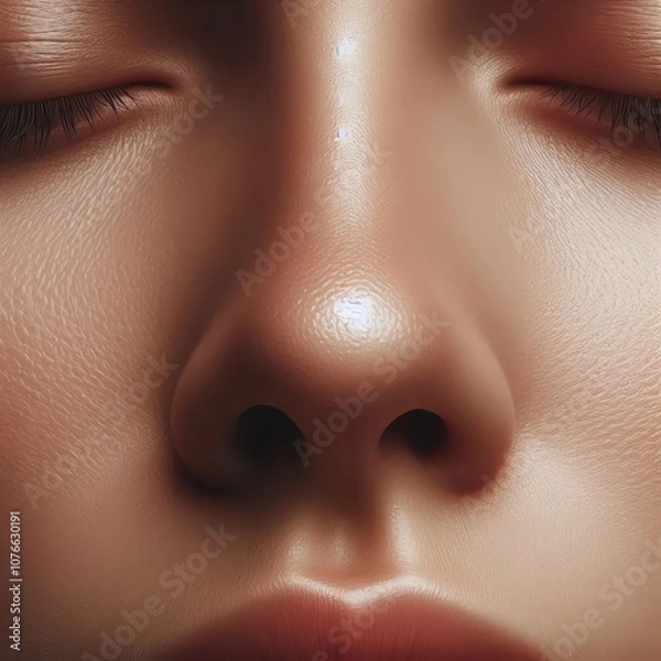 Fototapeta Close up of a nose Straight bridge detailed nostrils subtle skin
