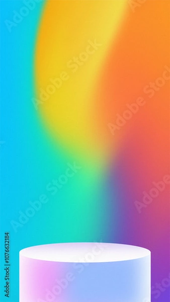 Obraz Empty round podium with abstract gradient background with a subtle grain effect for display. 