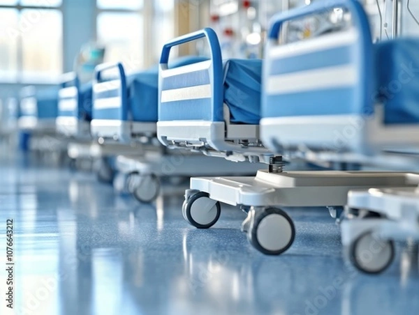 Obraz Rows of hospital beds in a ward