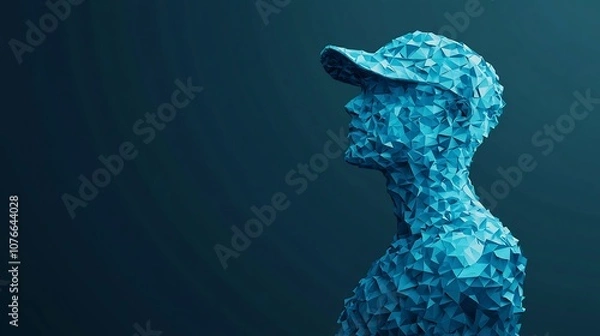 Fototapeta Glowing Geometric Golfer   Abstract Digital Art Inspired by Sci Fi
