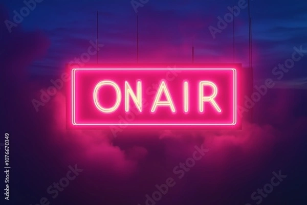Obraz Brightly glowing on air neon background with vibrant border design in jpeg format