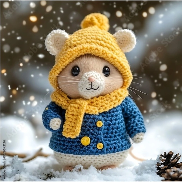 Fototapeta amigurumi a hamster in blue coat