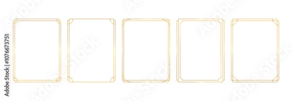 Obraz Gold line frames element, isolated white background. Minimalist luxury, geometric borders.