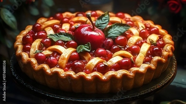 Fototapeta A pie with a cherry on top