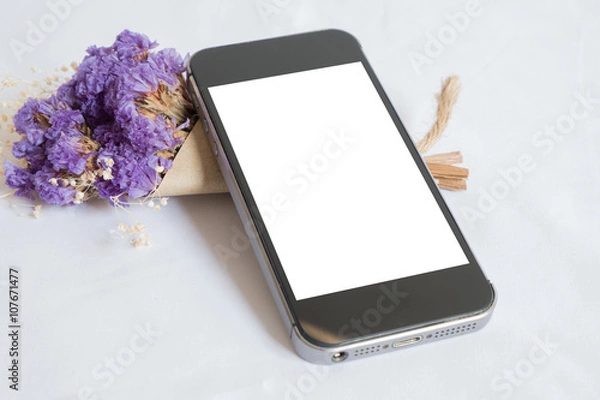 Fototapeta mock up phone white screen clipping path inside