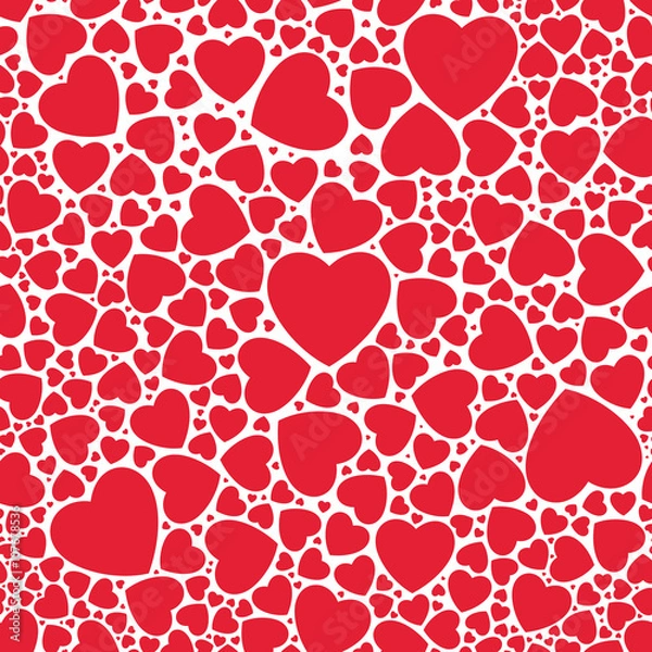 Obraz Seamless stylish red pattern with hearts. Vector illustration.