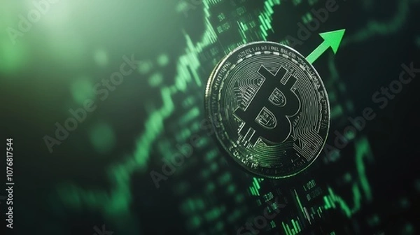 Fototapeta A coin with the letter B on it is shown in a green background