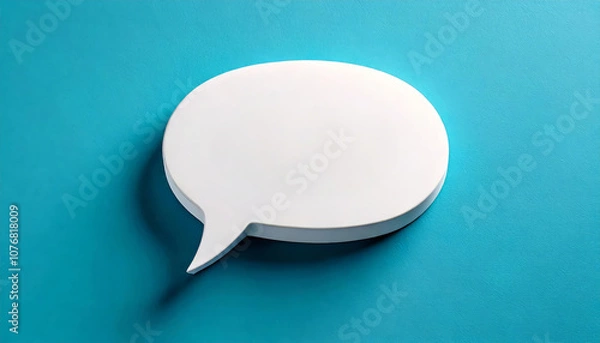 Obraz 3d render of speech balloon chat bubbles. empty white message chat box icon template mockup isolated on blue background 