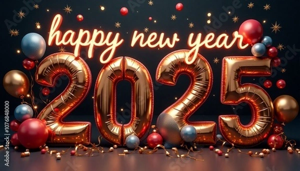 Fototapeta Colorful numbers Happy New Year 2025