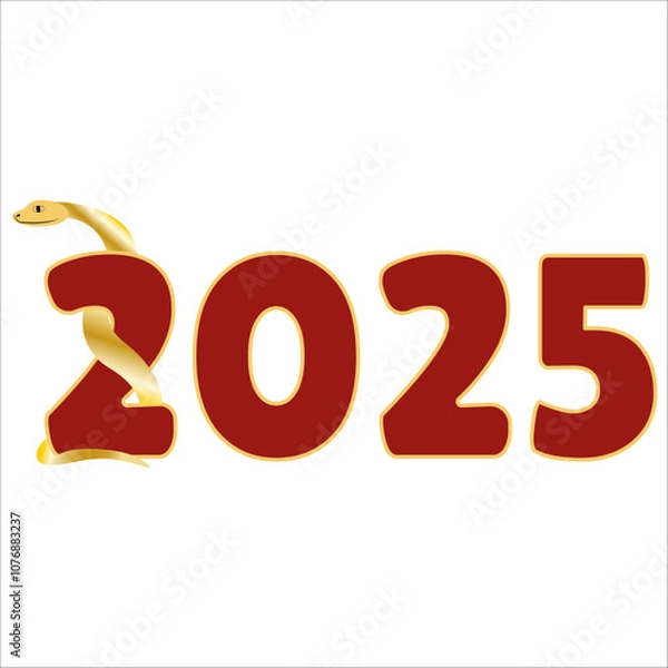 Fototapeta Chinese 2025 New Year Numeric. Zodiac Asia Silhouette Snake