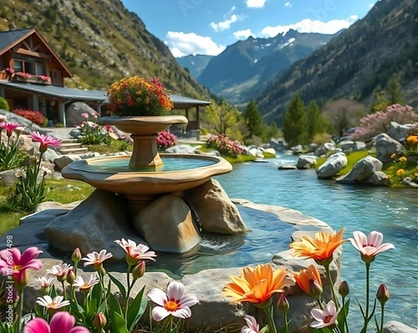 Obraz Waterfall and flower