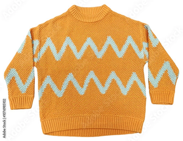 Fototapeta Girls Women Wool Sweater Winter Casual Thick Chevron Sweaters and Colorful Striped Colorblock Male Pullover Long Sleeve O-Neck Jumper Knitted Tops. Top Front Closeup View on Isolated Brown Background.