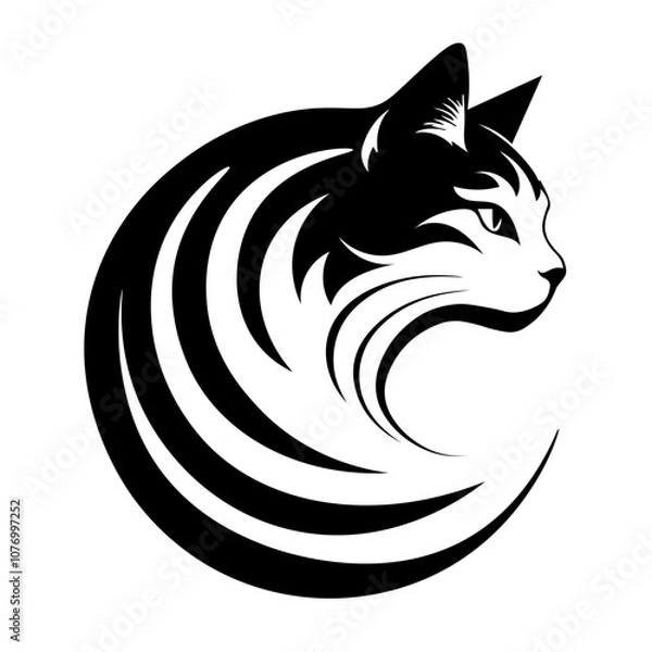 Fototapeta logo with a profile of a cat