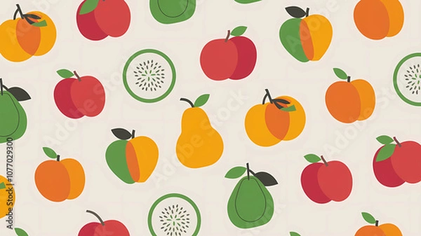 Obraz Minimalistic bright illustration of fruits. Food art