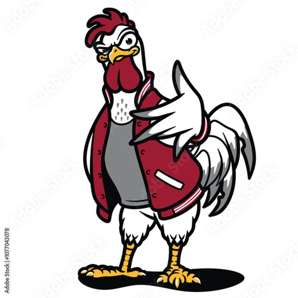 Obraz Cool Cartoon Chicken Wearing Jacket