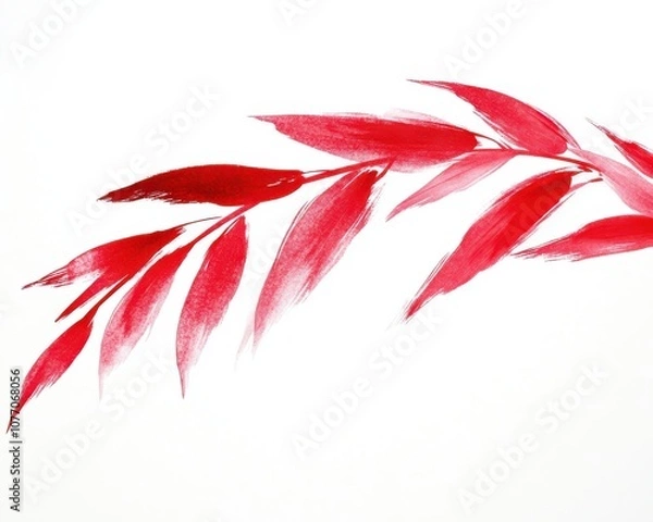 Fototapeta Red painted leaves on a white isolated background.