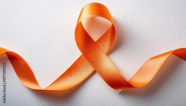 Fototapeta High Resolution Image of an Orange Awareness Ribbon Symbolizing Leukemia and Multiple Sclerosis Support, Useful for Health Campaigns, Educational Resources, or Awareness Event Promotions
