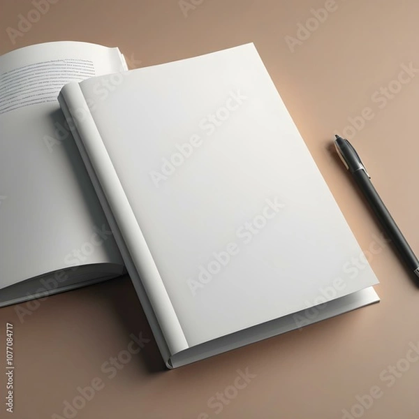 Fototapeta Book cover mock-up with a blank front page, ideal for authors or publishing designs