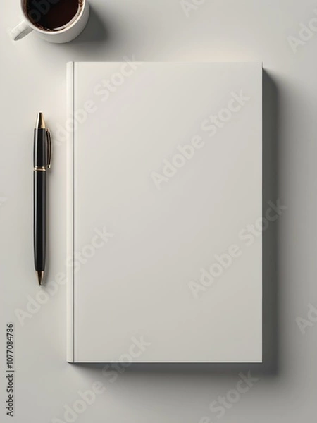 Fototapeta Book cover mock-up with a blank front page, ideal for authors or publishing designs