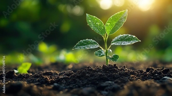 Obraz A vision of environmental technology shaping a sustainable green world, filled with positivity and the promise of a better future