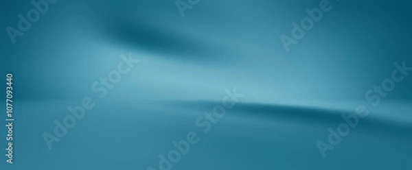 Fototapeta Blue room studio with spotlight gradient backdrop used for background and display your product.