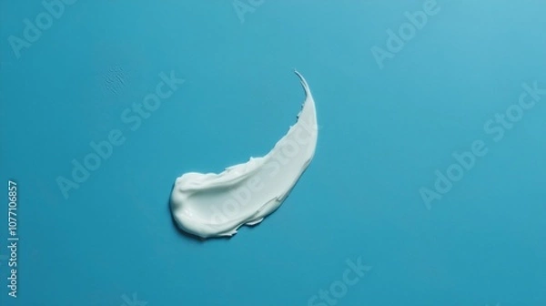 Obraz Thick small patch of conditioner in swoosh shape on blue solid background.