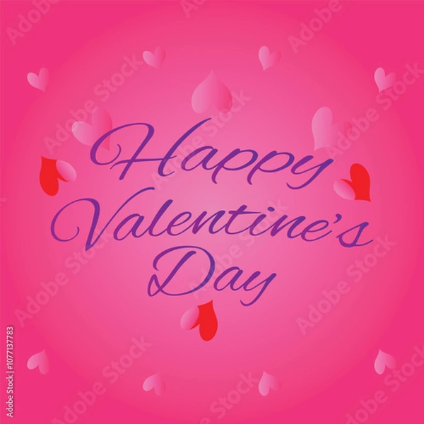 Obraz Valentine s Day Calligraphy Banner with Heart. Vector illustration. This colorful design is suitable for cards, backdrops, posters, and many other uses.