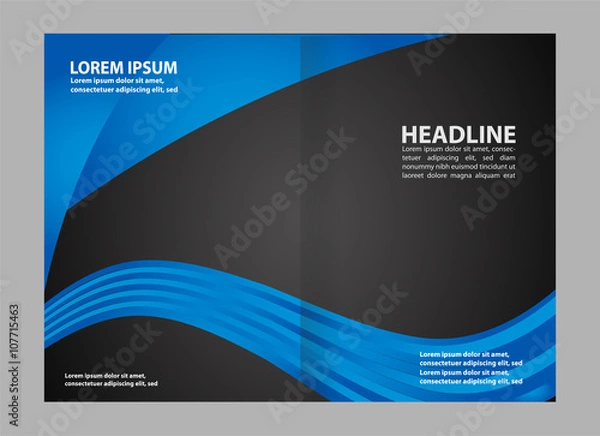 Fototapeta Vector empty bifold brochure print template design
