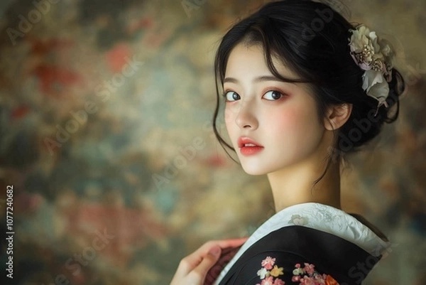 Obraz 着物姿の日本人ポートレート