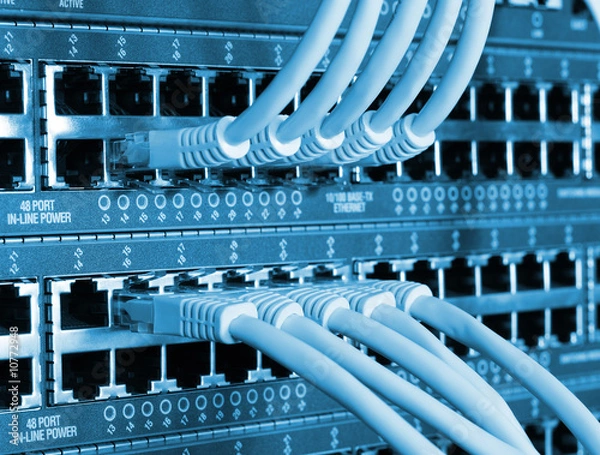 Obraz Patch przewodów i przełącznik sieciowy