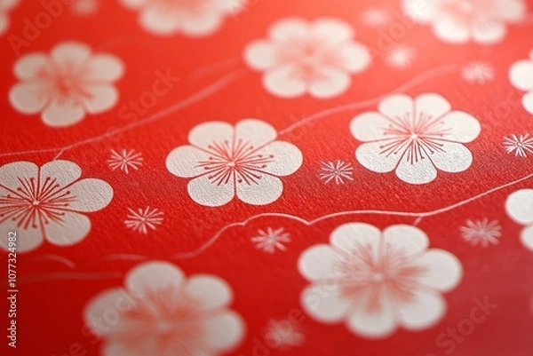 Fototapeta a minimal pattern of japanese washi paper, red.