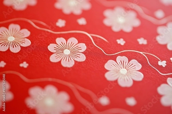 Fototapeta a minimal pattern of japanese washi paper, red.