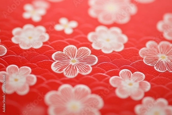 Fototapeta a minimal pattern of japanese washi paper, red.