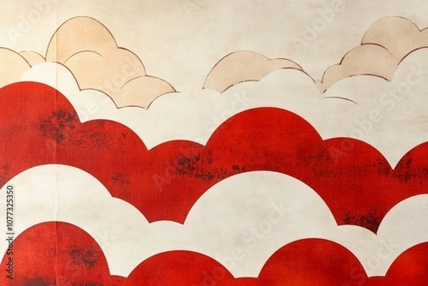 Fototapeta a minimal pattern of japanese washi paper, red.