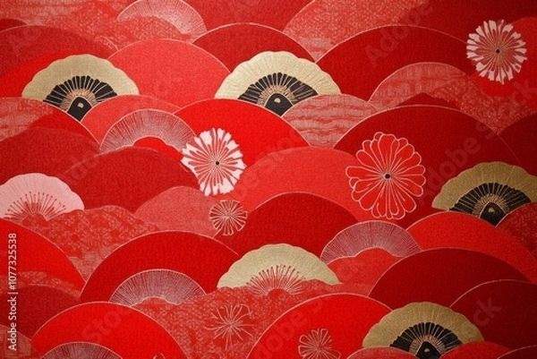 Fototapeta a minimal pattern of japanese washi paper, red.