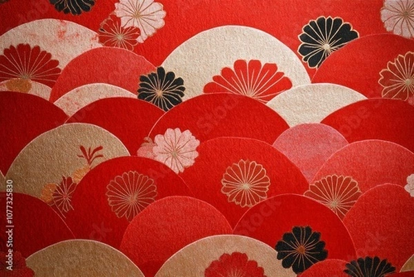 Fototapeta a minimal pattern of japanese washi paper, red.