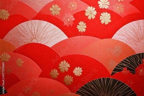 Fototapeta a minimal pattern of japanese washi paper, red.