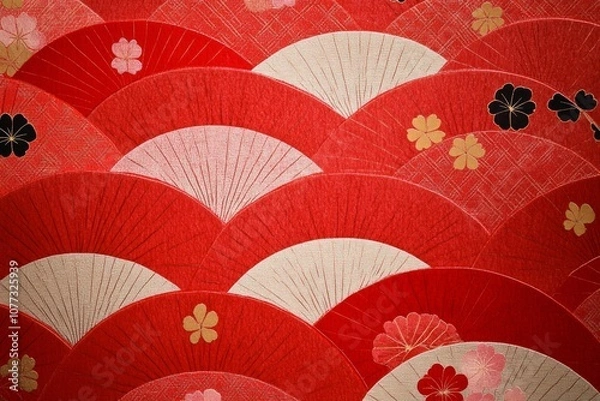 Fototapeta a minimal pattern of japanese washi paper, red.